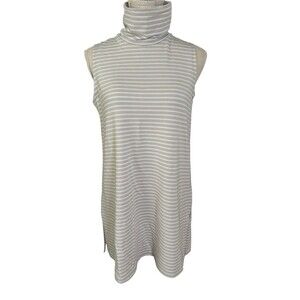 Garnet Hill Sleeveless Tunic Shirt Tencel Stripe White Women’s Small‎